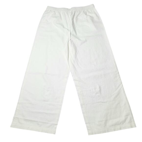 J.Crew Linen Blend Slim Wide Leg Drawstring Pants White Pull On Relaxed Large 14 - Picture 3 of 8